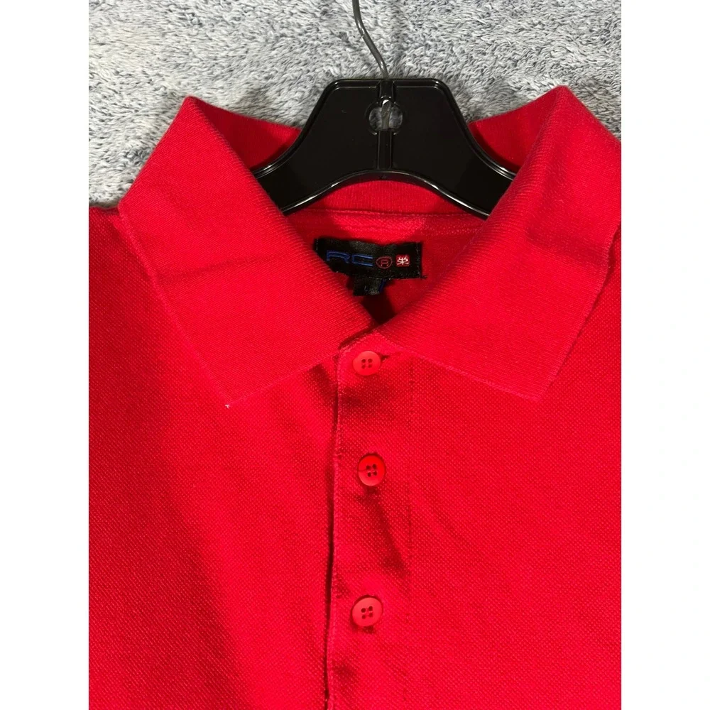 RC Mens Red England Soccer League‎ Embroidered Patch Polo Shirt Large